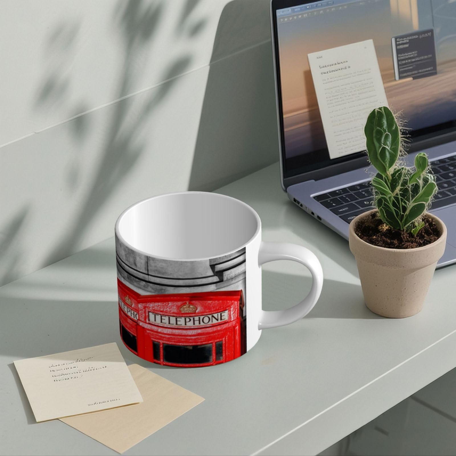 England UK Retro London Telefon bedruckte große Kapazität Keramik Tassen Kaffeetasse