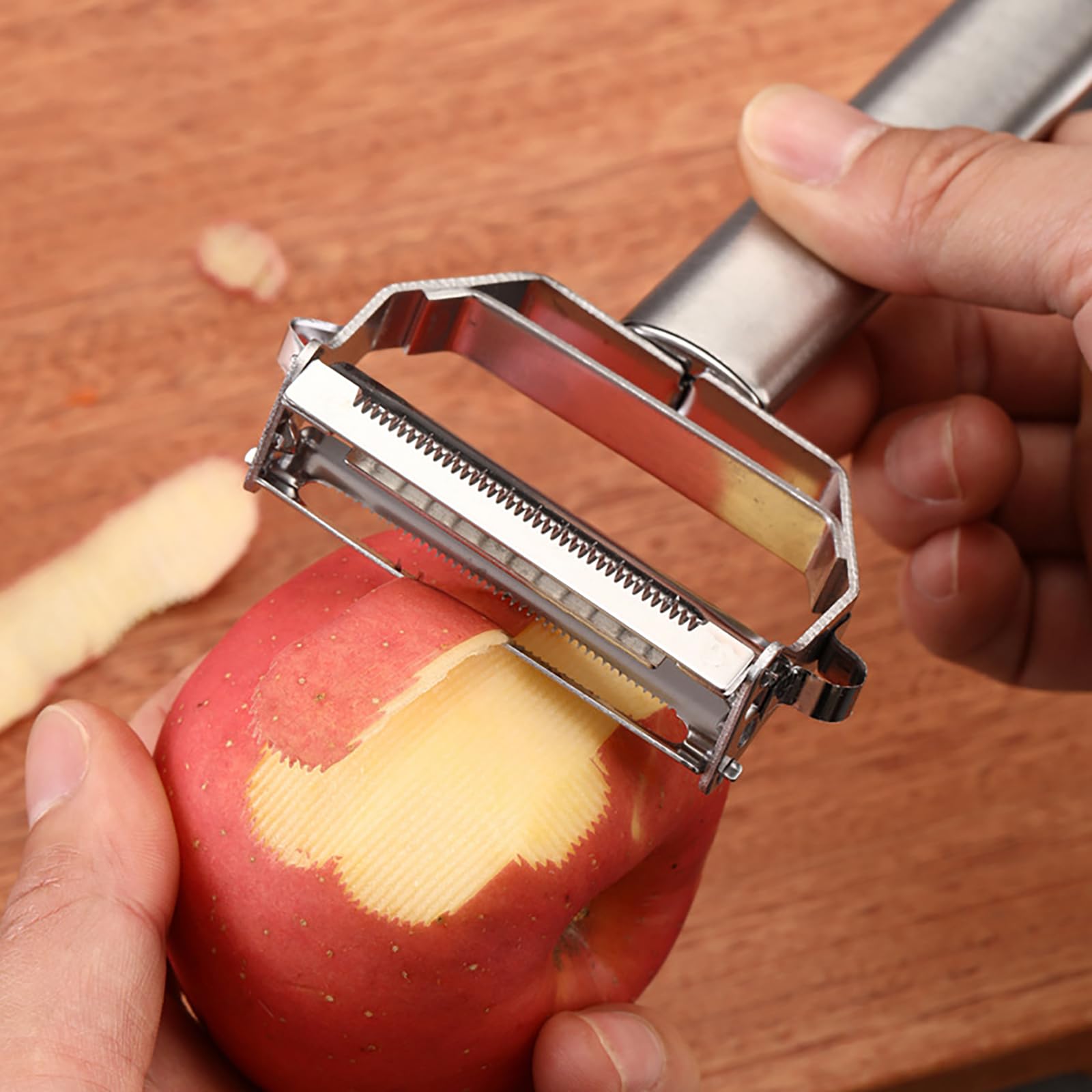 Kunovo Julienne Peeler Stainless Steel Vegetable Peeler,for Potato Carrot Melon Apple Vegetable Cutter Slicer,with Cleaning Brush