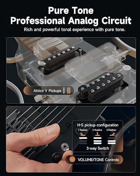 Donner HUSH X PRO Smart Travel Electric Guitar Kit, Black