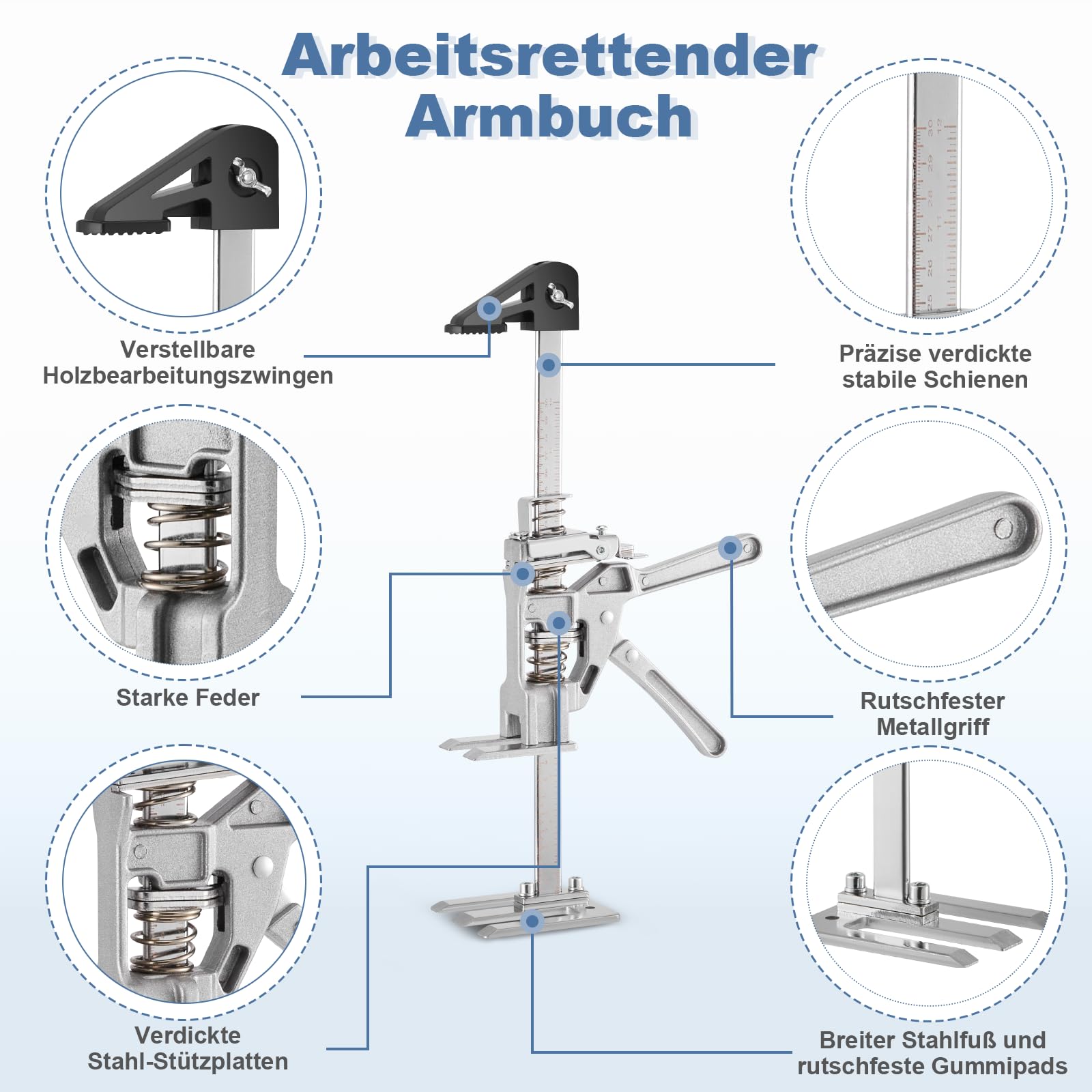 Möbelheber für Schwere Möbel,Heber,Arbeitssparender Arm,2 Stück Arm Hebewerkzeug,400kg Tragkraft Türheber mit Zwei Geschwindigkeiten und Höhenversteller 0-210mm,Hebewerkzeug für Türen,Fliesen