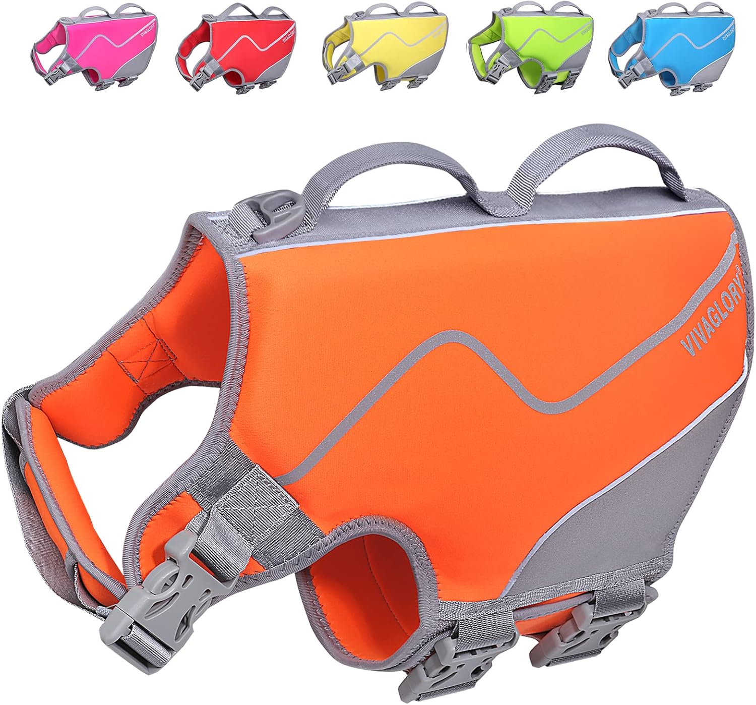 VIVAGLORY Neoprene Dog Life Jacket, Sports Style Dog Life Preserver