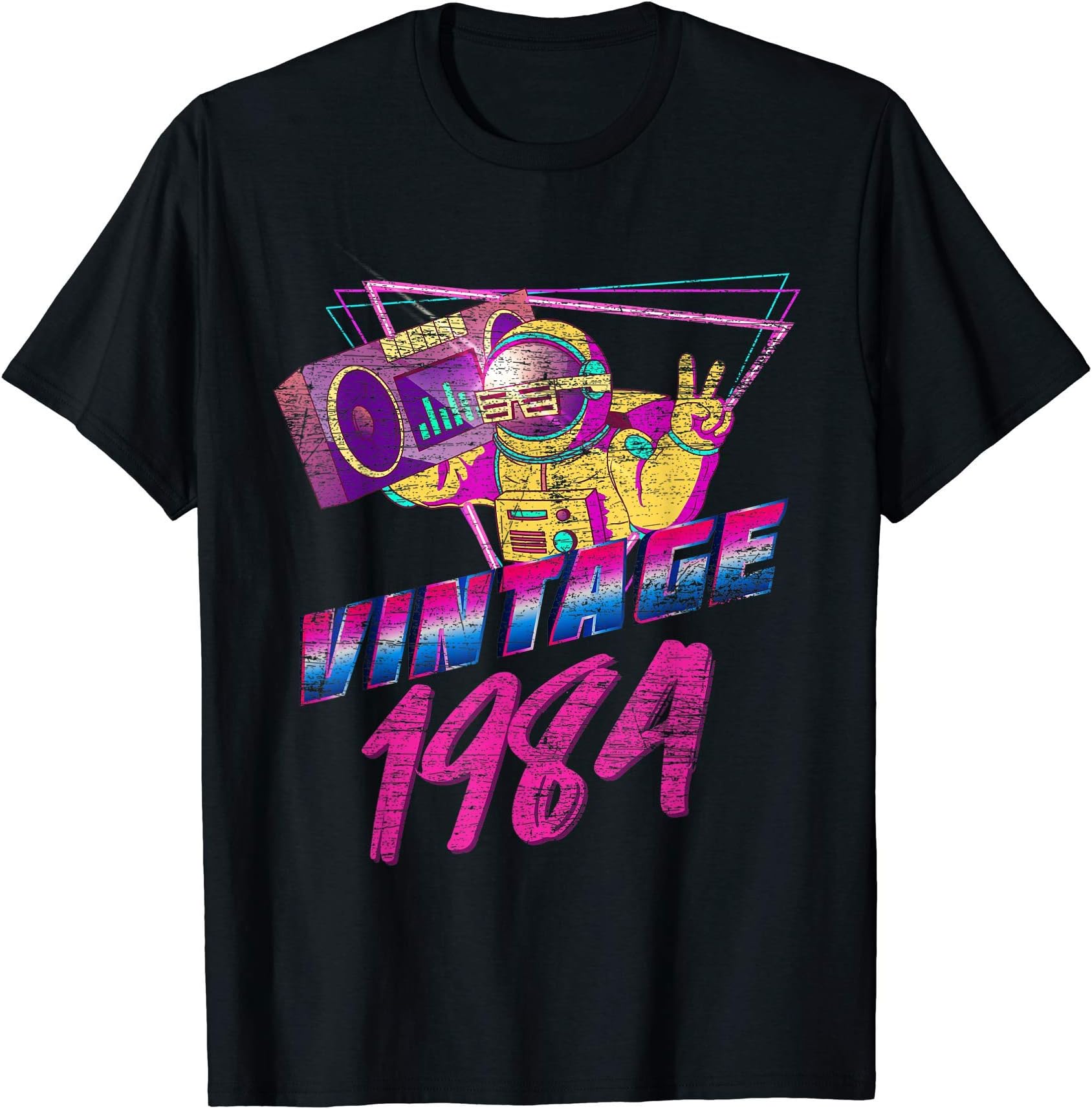 Vintage Birthday Gifts Retro40th Birthday T-Shirt - Unisex-Adults - Black - Small - Short Sleeve - Classic Fit - Cotton, Polyester - Sports-Functional