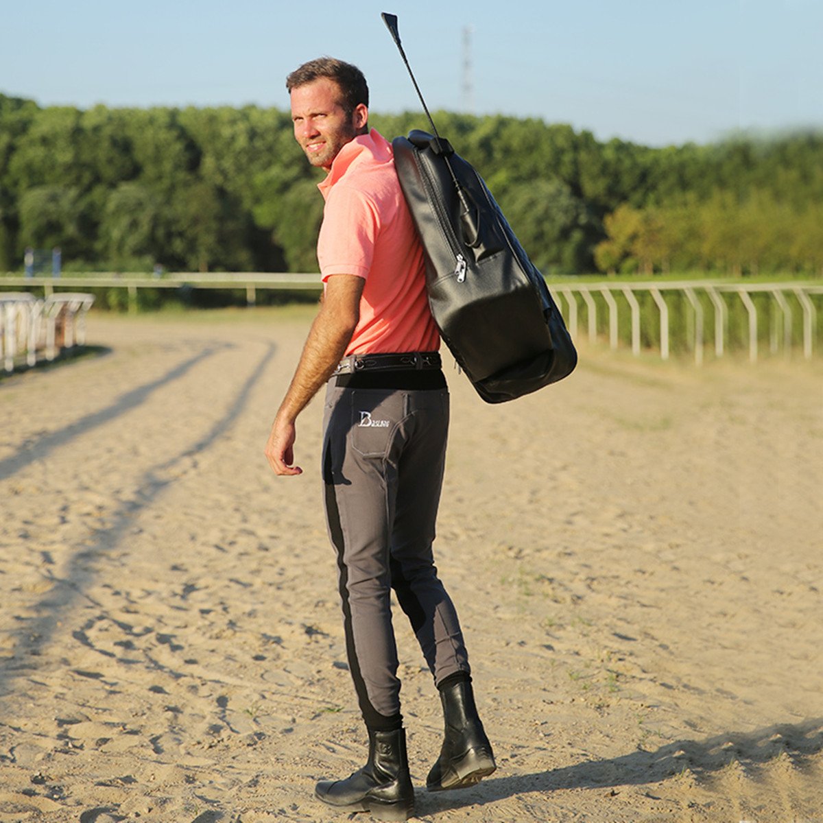 Sport Tent-Reitstiefeltasche Professionelle Stiefeltasche aus Leder Helmtasche Kombitasche Reittasche mit Helmfache
