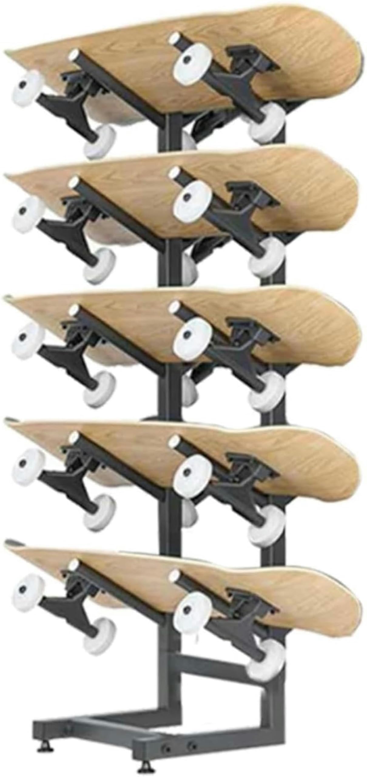 5-stöckiges Snowboard-Präsentationsregal aus Metall – Organizer und Aufbewahrungshalter für das Heim-Fitnessstudio, Bodenständer für Garage/Werkstatt, stabile vertikale Snowboard-Aufbewahrun