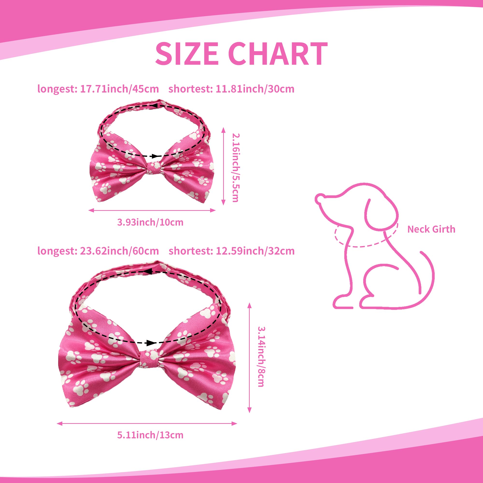 Pai Sence Paw Print Dog Bow Ties Bulk 30 Pcs Adjustable Dogs Bowties for Large Dogs Bow Ties Pet Party Grooming L