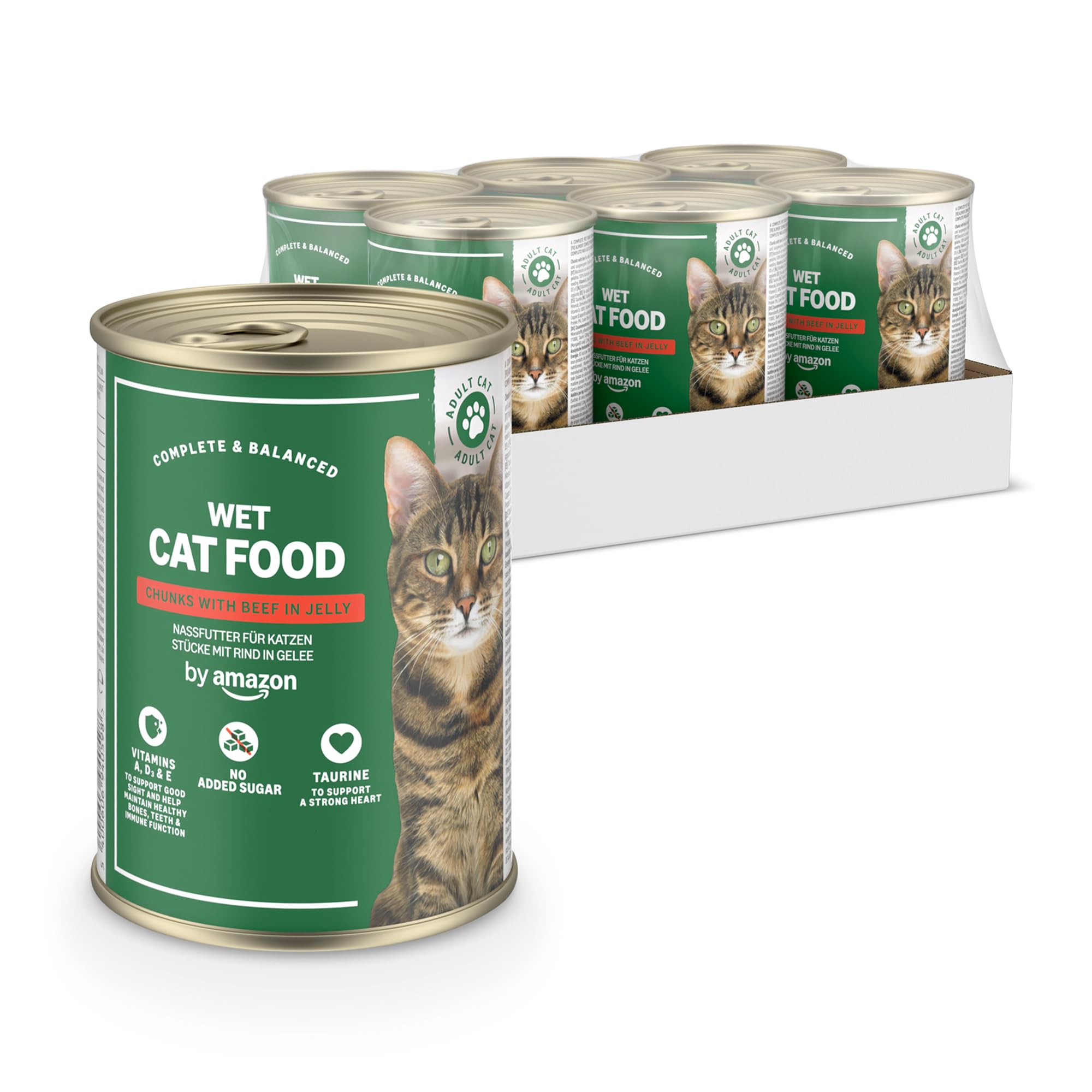 by Amazon Grain-Free Wet Cat Food - Can - Beef Chunks in Jelly 6x405g
