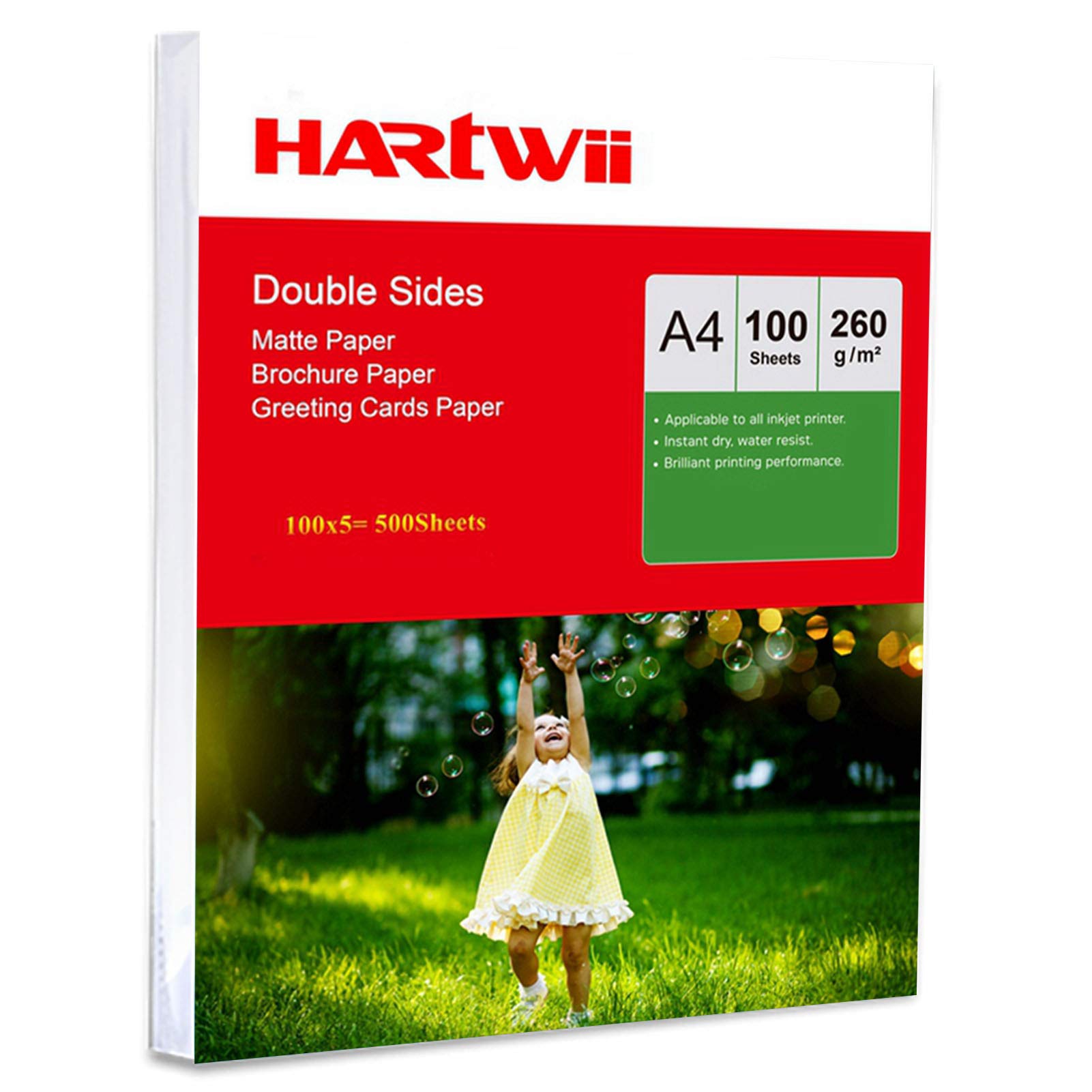 Gruby papier fotograficzny A4 260 g/m2 dwustronny nadruk matowy - 500 arkuszy papier atramentowy dwustronny nadruk super biały Hartwii