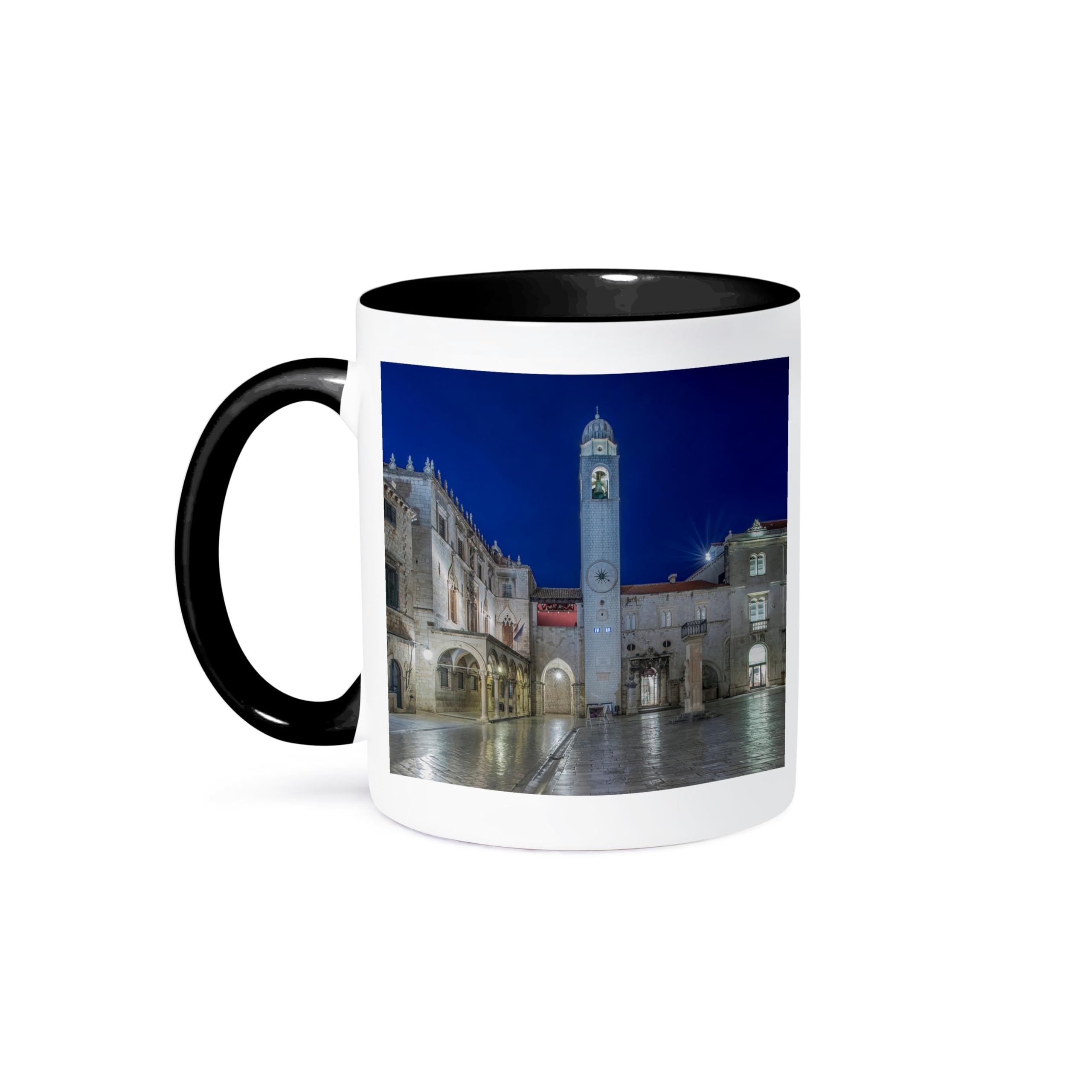 3dRose mug_228020_4 Croatia, Split, Twilight Diocletian's Palace Mug, Black, 11 oz