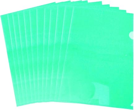 L-Type Plastic Folder Safe Project Pockets Transparent Clear Document Folder 12pcs for A4 paperPlastic Paper Jacket Sleeves in Assorted Project Folders Green