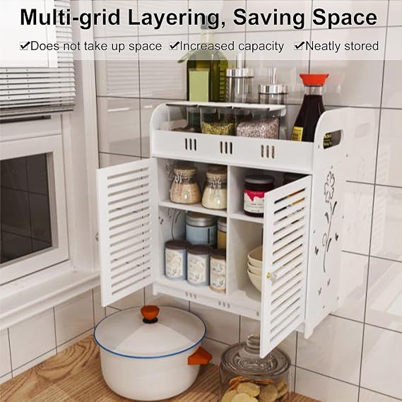 Waterproof Bathroom Cabinets, Self-Adhesive Storage Cupboard Organiser, Floor Standing Cabinet, Medicine Cabinet Storage, Bathroom Storage Units, Wall Mounted Storage Shelf(US Delivery)
