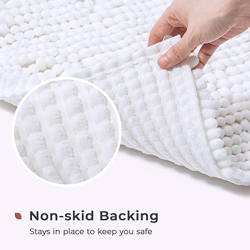 Miniatura 5 de FRESHMINT Alfombra de baño de felpilla de 32 x 20 pulgadas, antideslizante, para suelo de baño y bañera, lavable y suave, alfombra de ducha de