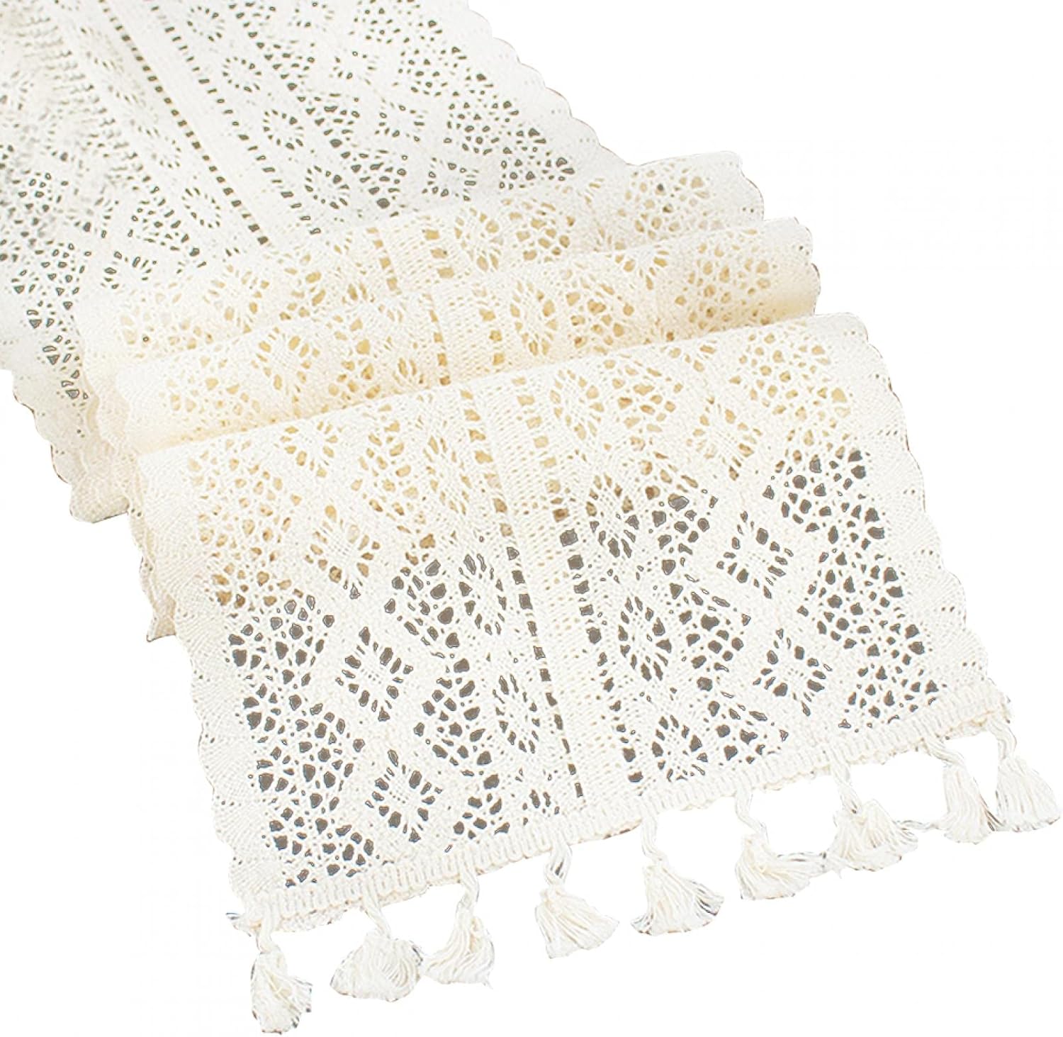 MOVKZACV Table Runner Cotton Crochet Table Runner Macrame Table