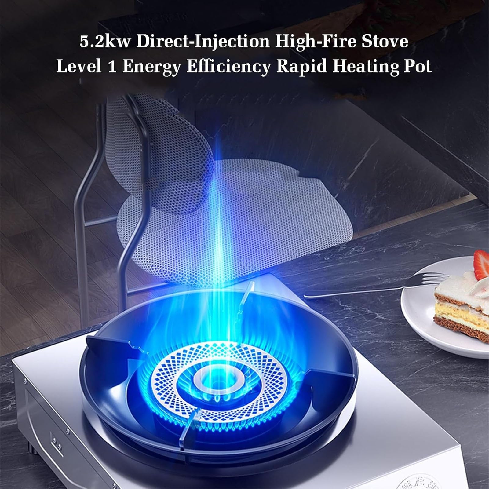 THEGA Estufa De Gas Butano, Cocina De Sobremesa con Encimera De Gas De Un Solo Quemador, Estufa Catalitica De 5,2 W, con Protección contra Apagado De Llama(NG)