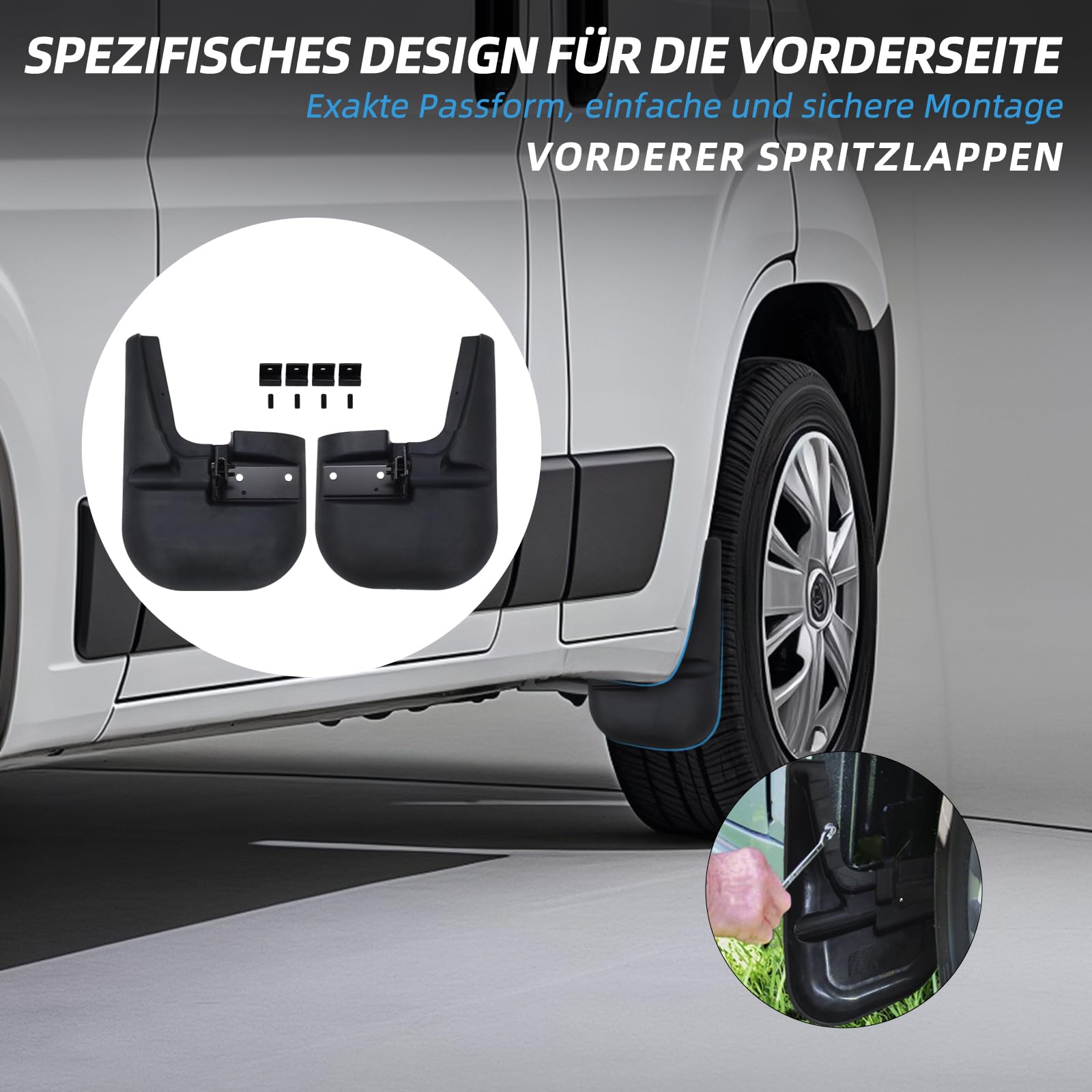 Schmutzfänger vorne, hochwertiger Gummi, Teilenummer 50901517, Schutz vor Schlamm und Sandspritzern (2er-Pack) Passend für FIAT Ducato, Peugeot Boxer, Citroën Jumper/Relay ab Baujahr 2006