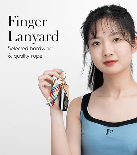 Miniatura 9 de SENLLY Llavero de coche, soporte elástico para llaves, correa elástica original con diseño anticaída para el dedo