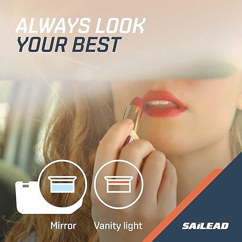 Miniatura 7 de SAILEAD Reemplazo de visera solar lateral izquierdo y derecho, extensor de visera de automóvil con luz de tocador, compatible con Nissan Pathfinder