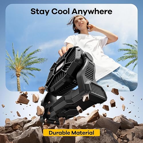 Miniatura 7 de Ventilador solar de 30000 mAh con linterna LED, panel solar de 10 W, ventilador de campamento con batería recargable para exteriores, suministros de