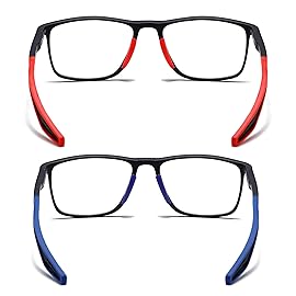 JOON-joon Reading Glasses Men 2 Pairs Sports Style Comfortable and Flexible Blue Light Blocking Readers for Men+1.5(Upgrade,Red&Blue)