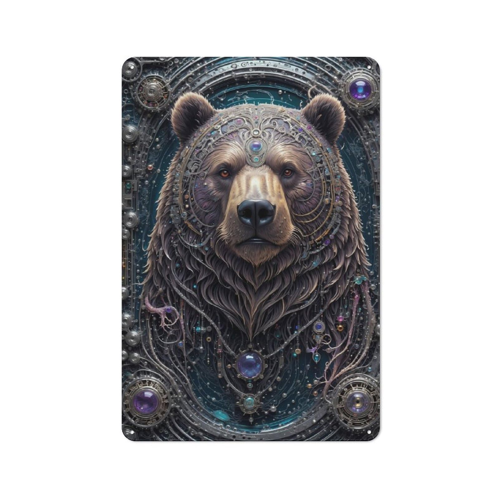 Retro Galactic Bear Chronicles Vintage Tin Sign 30x20cm, Retro Room Decor for Lounge, Study, Pub Or Wall Gallery