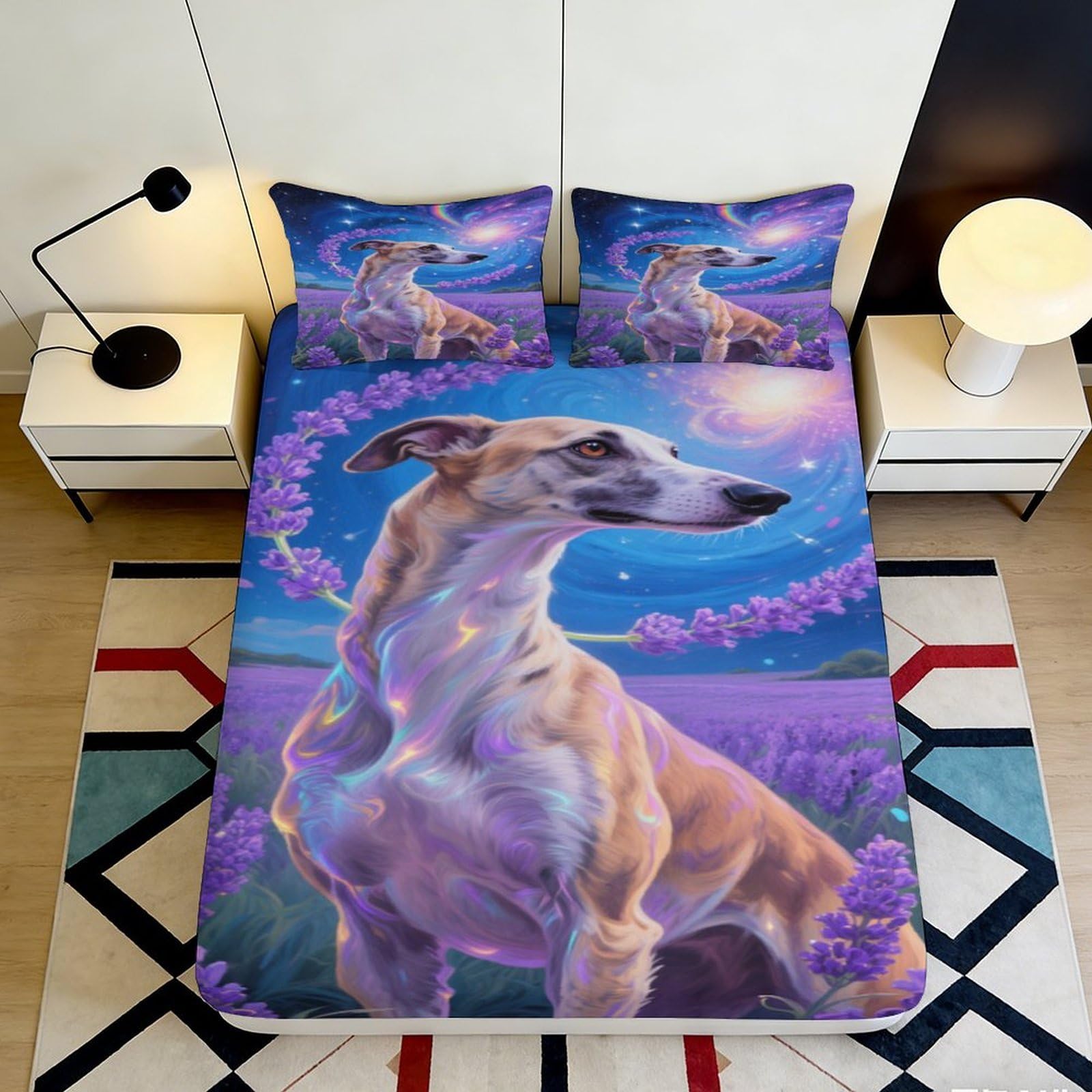 3D Printed Galaxy Starry Sky Fitted Sheet Microfiber Soft Breathable Cosmic Nebula Mattress Cover for Bedroom Dormitory Guest Room Mattress Protection 160x200x25cm