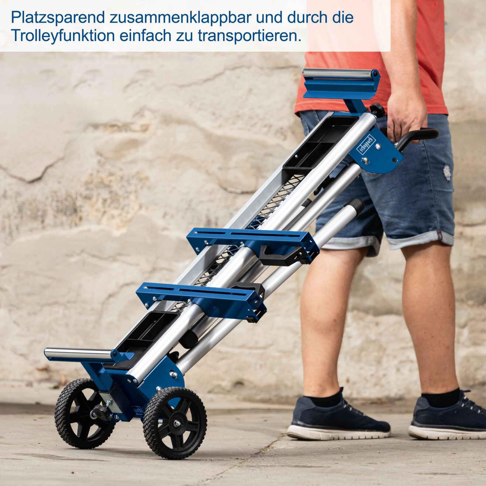 Scheppach Untergestell mit Räder | UG200 Maschinenuntergestell | Traglast max. 150kg | Auflagen ausziehbar 1090–1675mm | 955mm Arbeitshöhe | inkl. Kleinteilbehälter | Untergestell Kappsäge