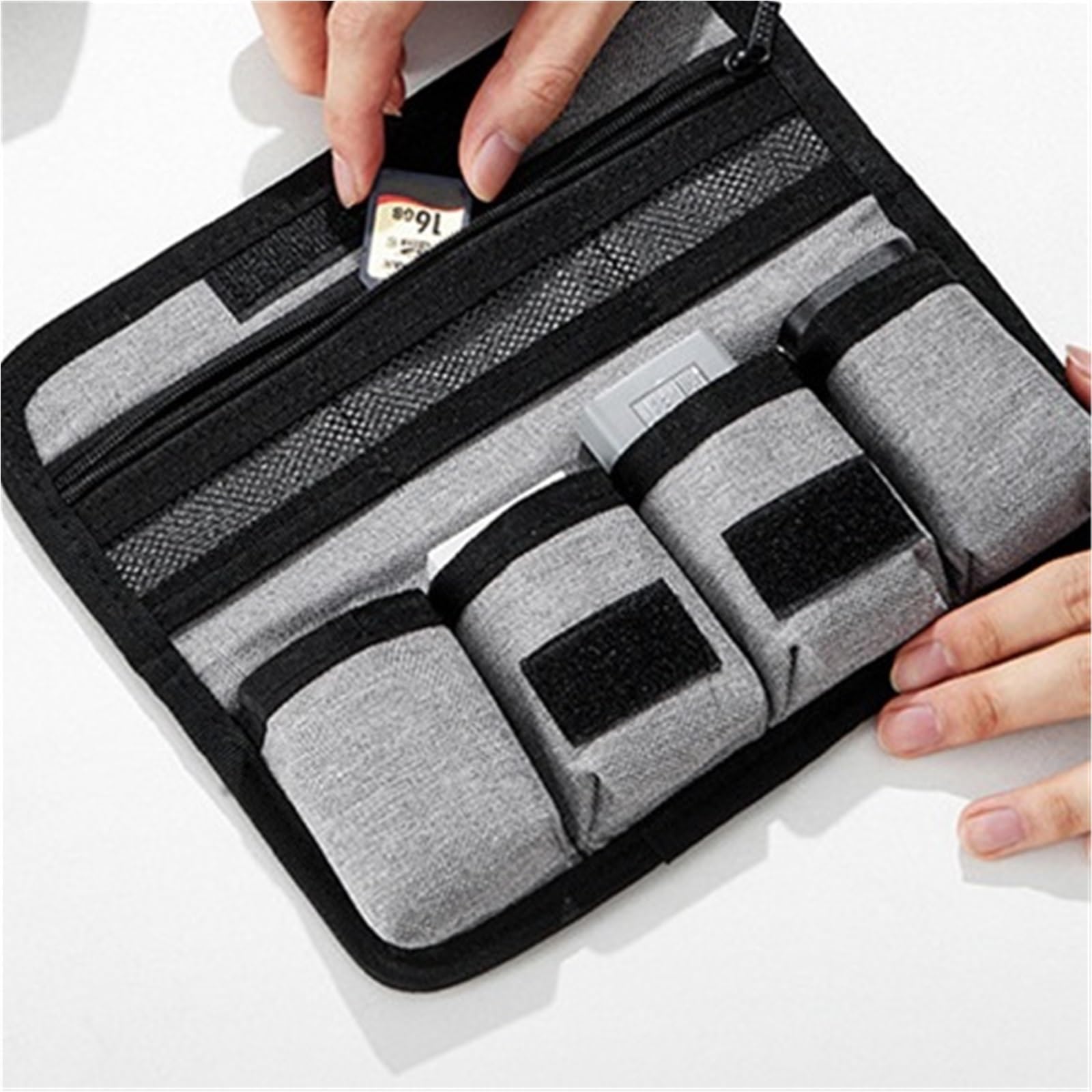 Organizer Cavi Borsa da Viaggio Digitale Borsa for Organizer for Cavi, batterie, Organizer for la conservazione, Custodia Protettiva Semplice da Viaggio(Black-L)