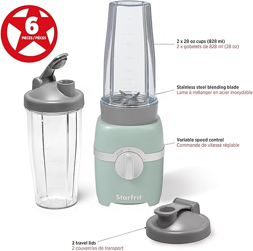 Miniatura 2 de Starfrit Licuadora personal - Dos tazas de 28.0 fl oz - Modos alto, bajo y de pulso - 300 W - Salvia