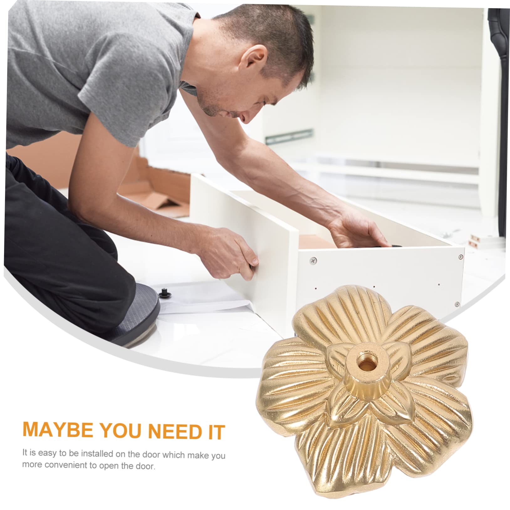 Homoyoyo 1pezzi Pomello per Porta in Ottone Maniglia per Mobili Pomello per Armadio Maniglia per Design Forma di Fiore Elegante