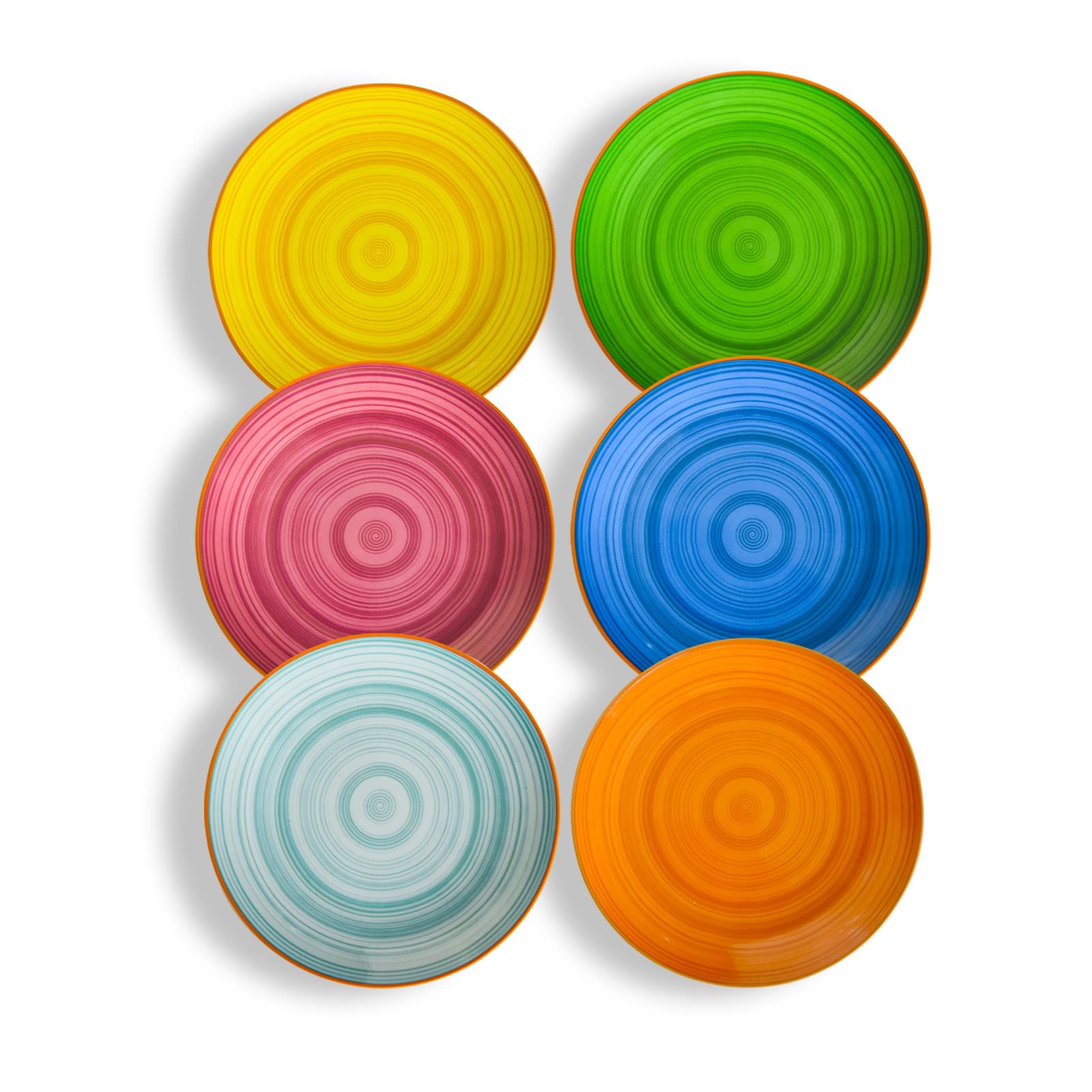 Miicol Ceramic Dinner Plates Set of 6, 8 Inch / 20cm Round Colourful Porcelain Side Plates, Microwave Dishwasher Safe, Stackable Tableware Plates for Starter Salad Dessert Home Cafe Party