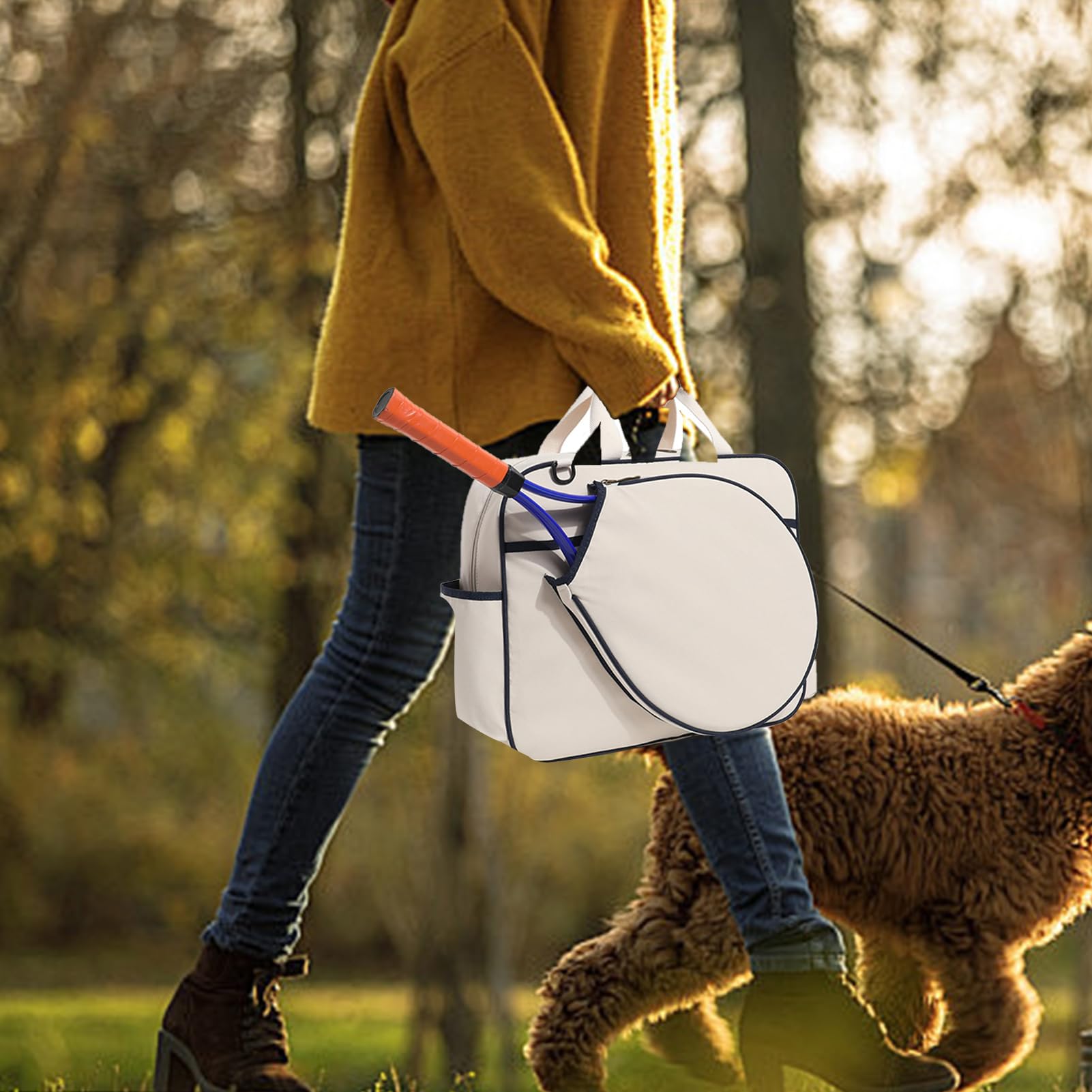 Borsa da tennis: borsa a tracolla per racchetta di grande capacità, zaino sportivo durevole, borsa portaoggetti con cinghia regolabile per tennis, pickleball, badminton, porta racchette