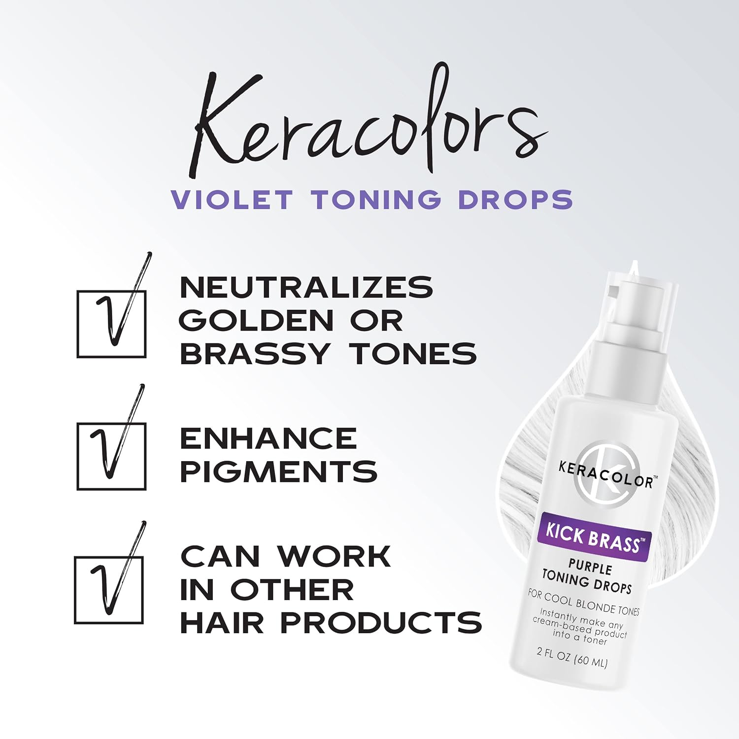 Keracolor Purple or Gold Toning Drops to Create Your Own Purple Shampoo - Mix with Any Shampoo, Conditioner or Cream Styler - Image 3