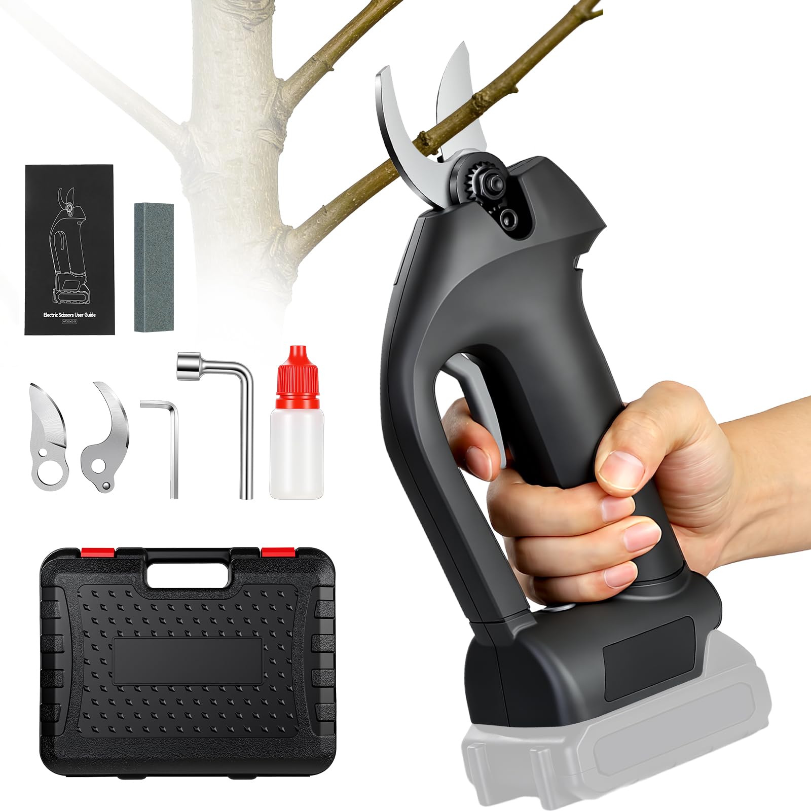 ERWEY Secateur Electrique Sans Fil pour Makita Batterie 18 V, Sécateur Électrique Max 40mm avec 2 Lames, Coupe Branche pour Vigne, Arbustes, Succursales, Fruitiers, Sans Batterie