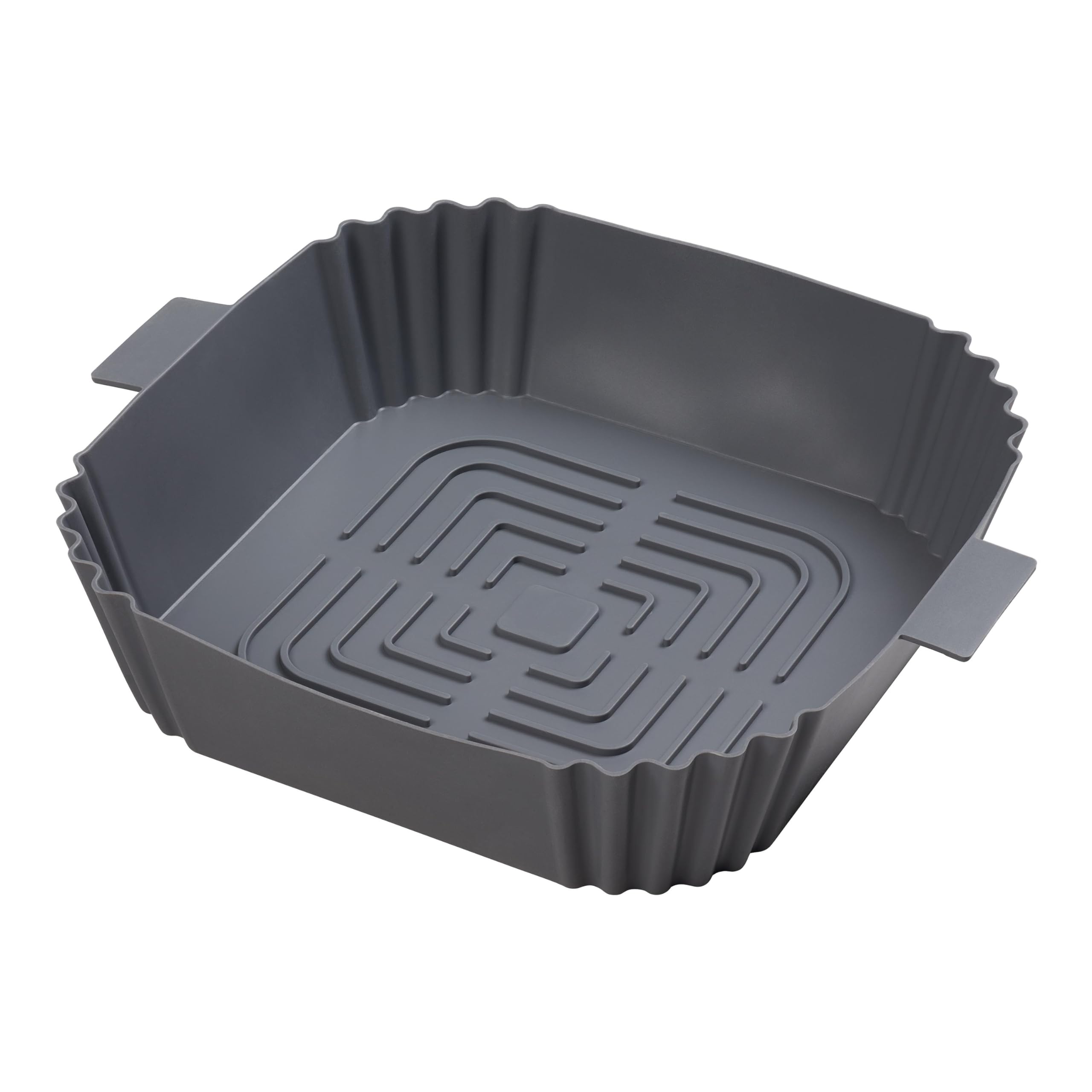 Chef Aid Vierkante Airfryer Liner, meet 19cm X 18cm X 5cm met gegroefde basis voor verhoogde luchtstroom, Non-stick quailites die helpen voorkomen dat plakken en gemakkelijk schoon te maken, Grijs