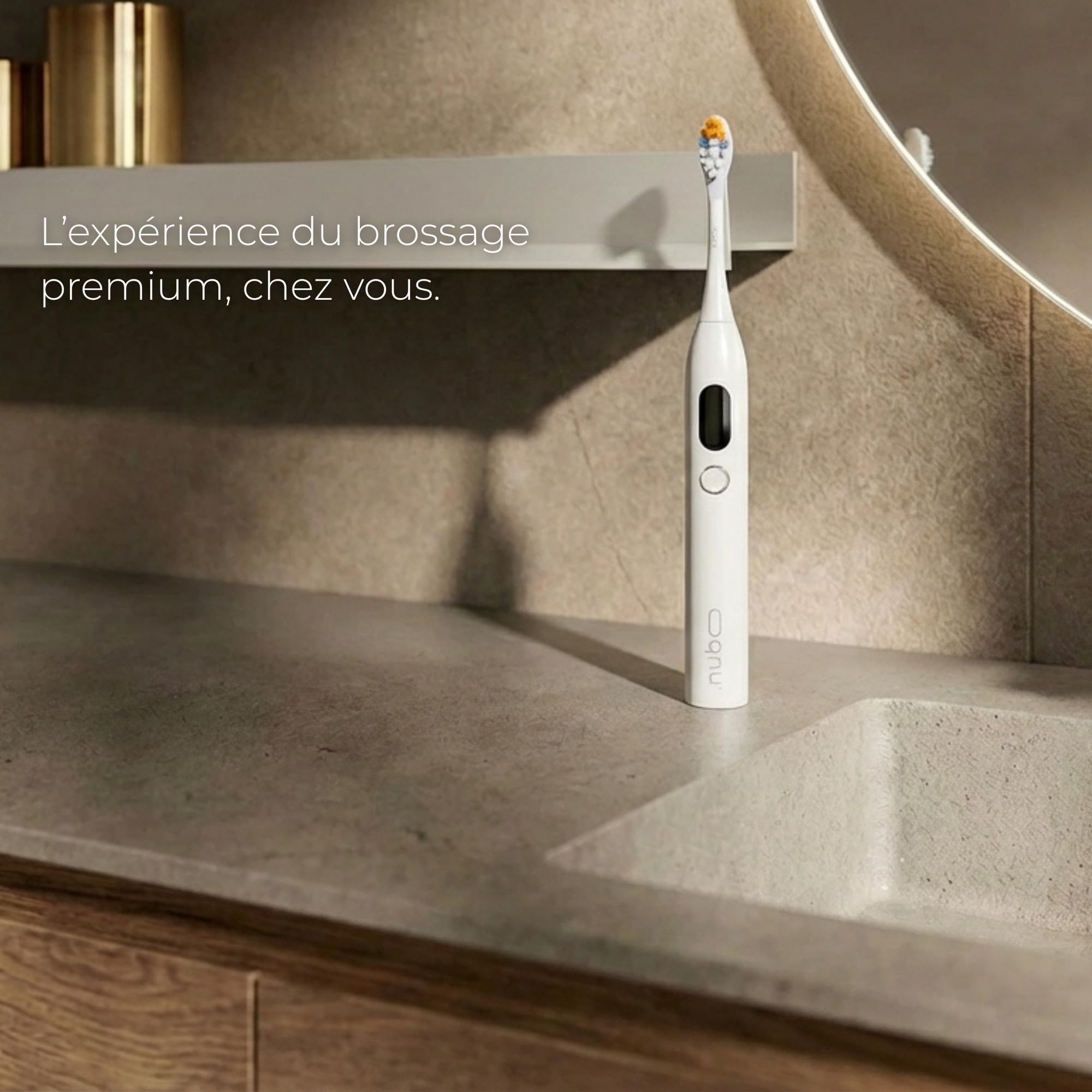 Brosse à Dents Électrique Sonique Nuboo Pulse Sense – 43 000 VPM – Écran LCD Intuitif – 5 Modes de Nettoyage – Batterie Haute Capacité – Recharge USB – Etanchéité IPX7 - Dents Sensibles - Blanchiment