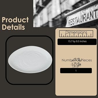 Steelite Creations Melamine Buffet Serving Platter, Heavy Use Unbreakable Commercial Foodservice Restaurant Grade, Scape Oval 15.7 by 9.5, Asymmetrical Textured Irregular Shaped Display Tray, White
