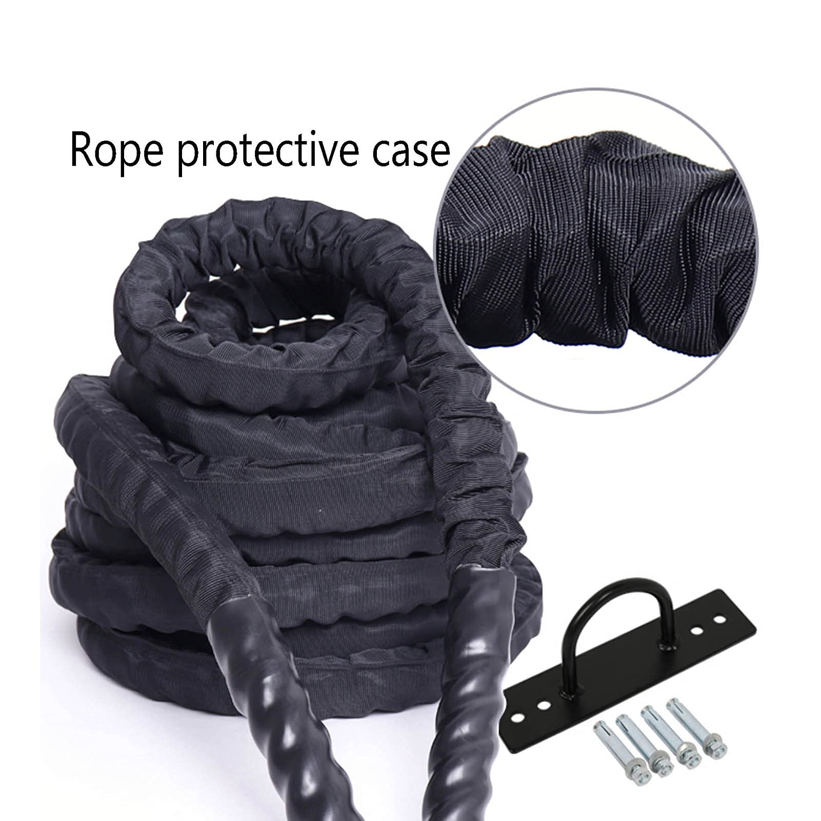 Battle Rope Hua Körpertraining Kampf Seil 38mm, 9m/12m Lange Männliche Und Weibliche Outdoor-Sportarten, Die Kletterseil Überspringen, Mit Festem Anker (Size : 12m)
