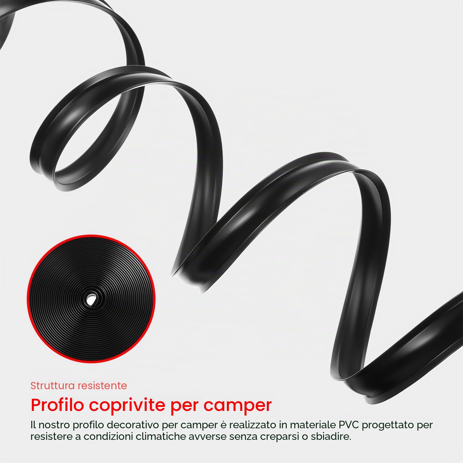 Guarnizione Copriviti in PVC Nero per Camper Striscia Modanatura Esterna Resistente alle Intemperie Facile da Tagliare Rotolo da 50 Piedi per Rivestimento Trailer E Finiture Camper