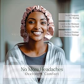 SILVR BEAR Satin Hair Bonnet for Sleeping | Reversible Bonnet | Soft and Comfortable Satin Bonnet for Women | Hair Sleeping Cap for Natural Hair - Rose Gold