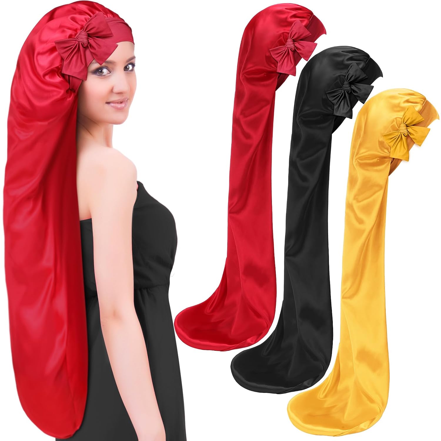 Geyoga Extra Long Satin Bonnet for Sleeping - Hair Protection