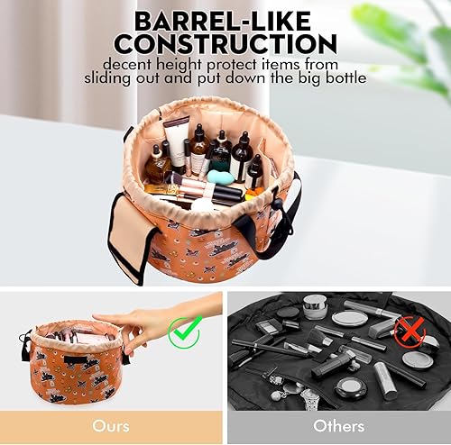 Miniatura 2 de Organizador de maquillaje grande con cordón, bolsa de maquillaje de barril para cosméticos, bolsa de aseo para viajes, bolsas de maquillaje