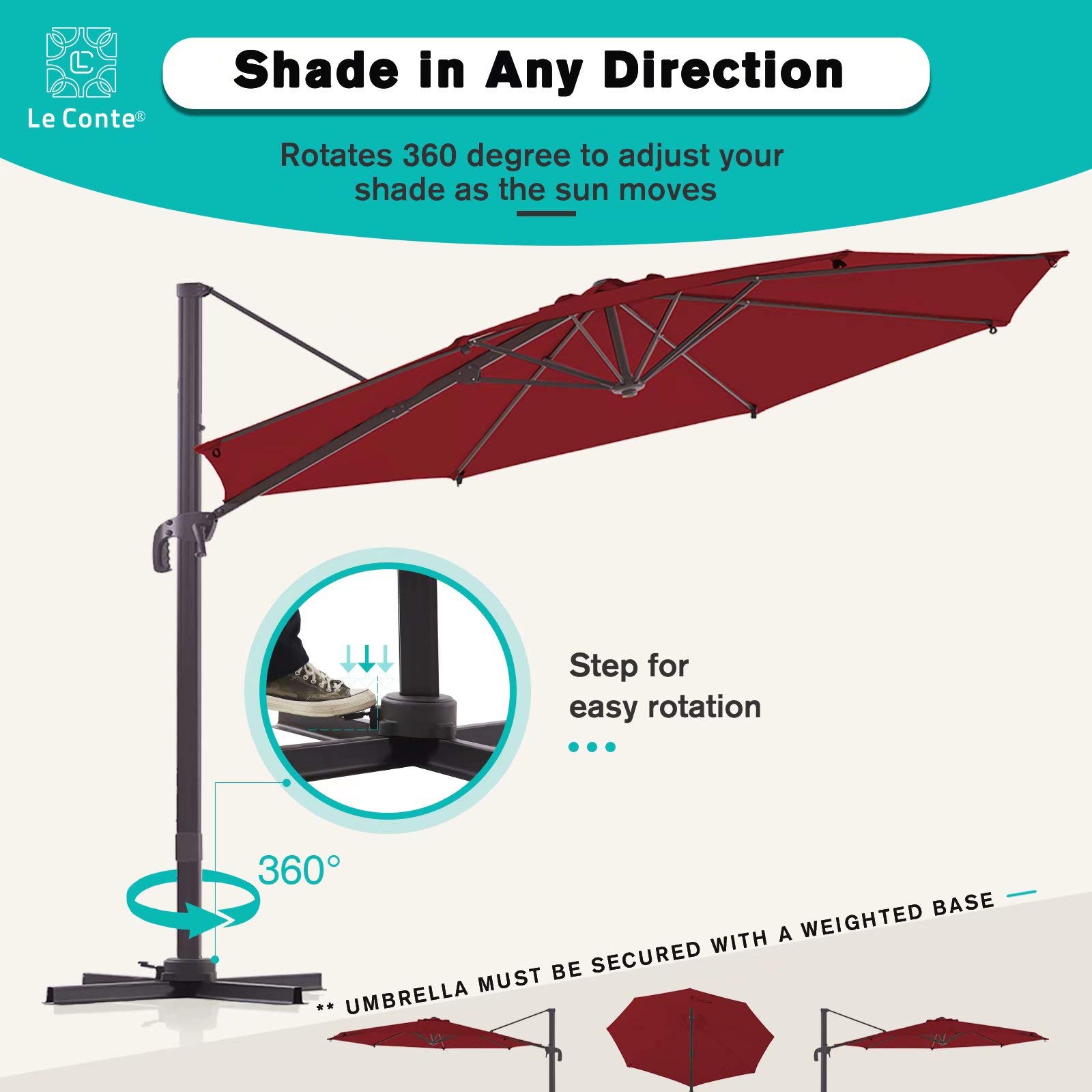 le conte patio umbrella Conte: MARKET 374 lbs in total Le Conte Lyon 10 Ft