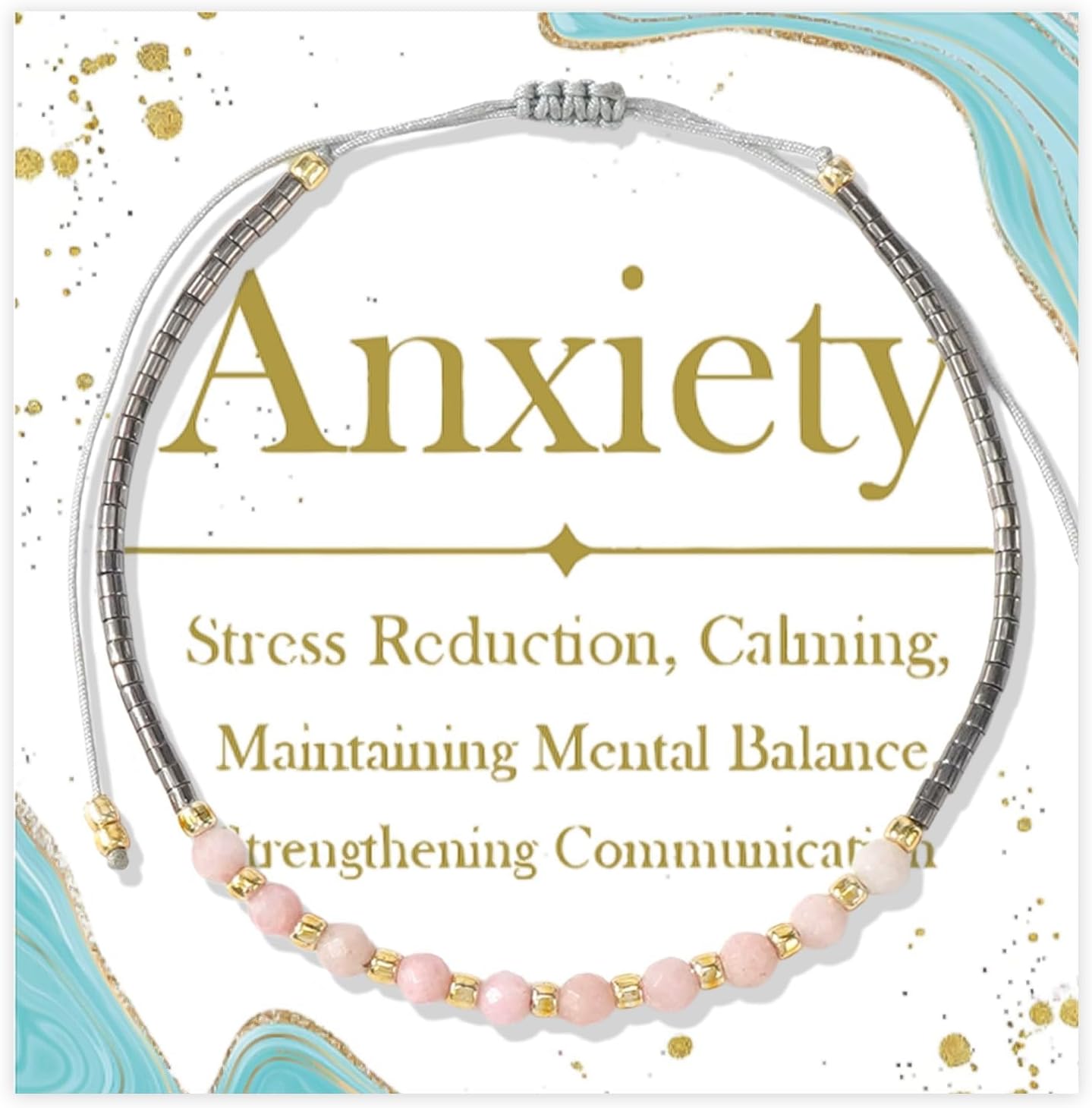 Anxiety Fidget Bracelet for Women Natural Stone Jewelry Triple Protection Calming Stress Relief Bracelet for Mental Balance and Relaxation Gifts