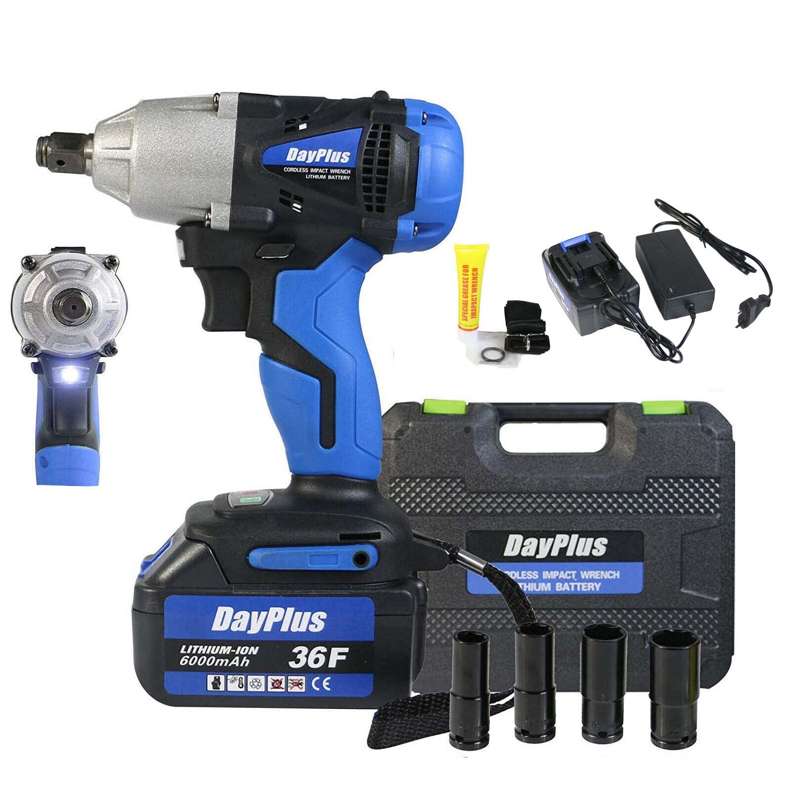 Lucn Boulonneuse sans fil 18 V 1/2", Clé à chocs Gun Torque 420Nm Impact Driver Tool Ratchet Hochet Écrou Électrique avec 1 batterie