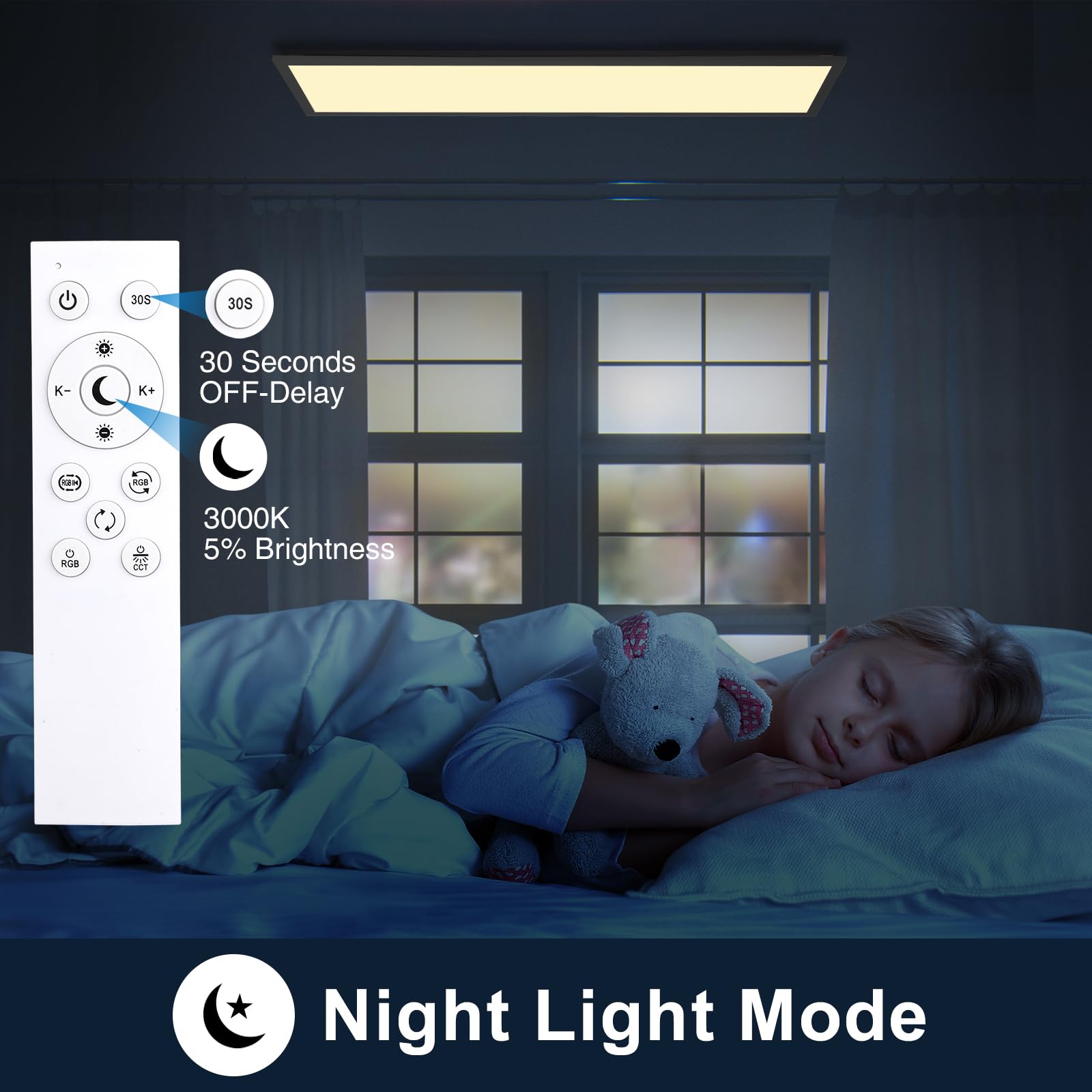 Oraymin Plafonnier LED 120x30 cm 40W 4800 lm RVB avec télécommande 3000K-6500K
