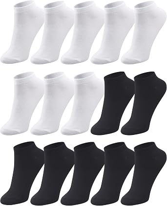 Duufin 15 Pairs Ankle Socks for Women Low Cut No Show Casusal Womens Socks Size 5-9/9-11