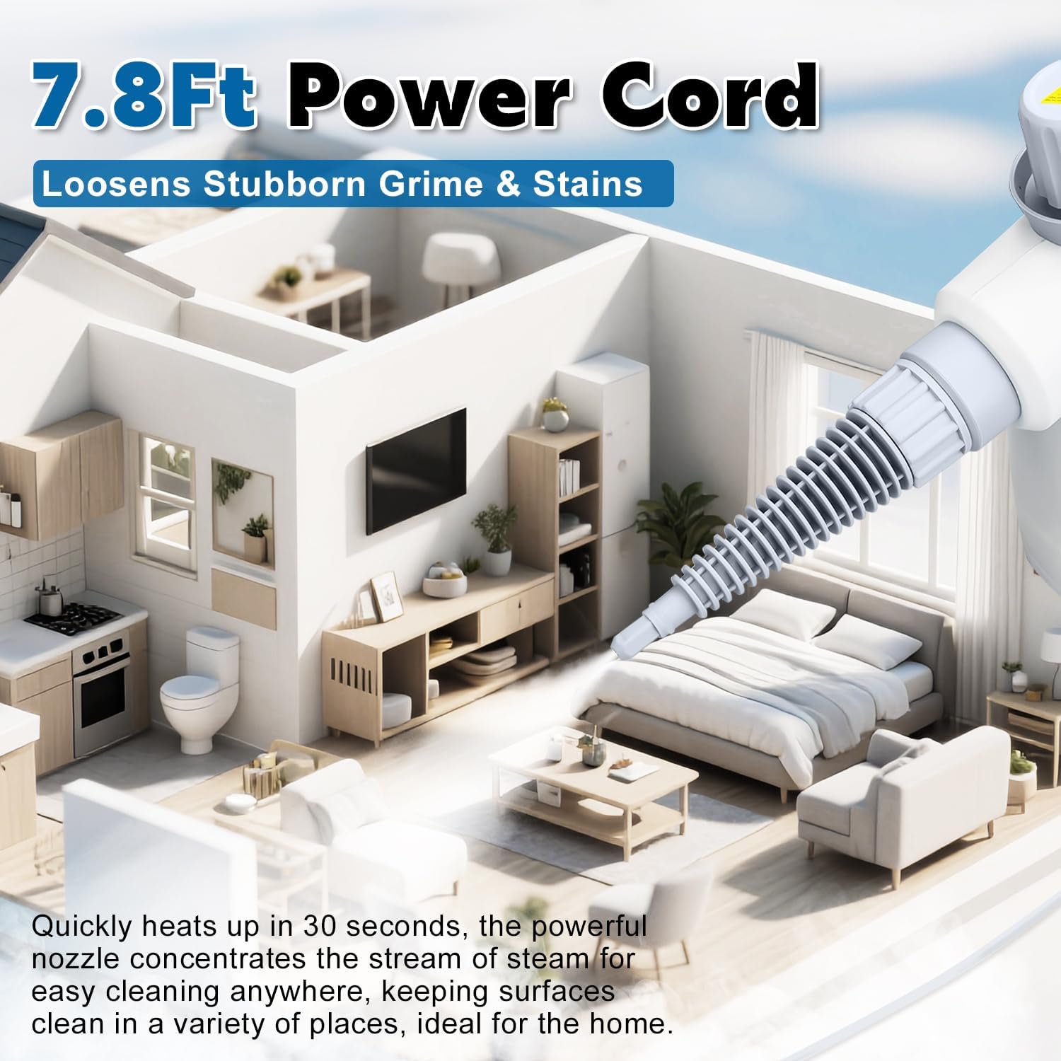 Pressurized Handheld Steam Cleaner 400ML, 9-in-1 Multipurpose Portable Steamer with Safety Lock, Chemical-Free Deep Cleaning for Grout, Floors, Windows, Car, Bathroom, Kitchen, Home - Image 6