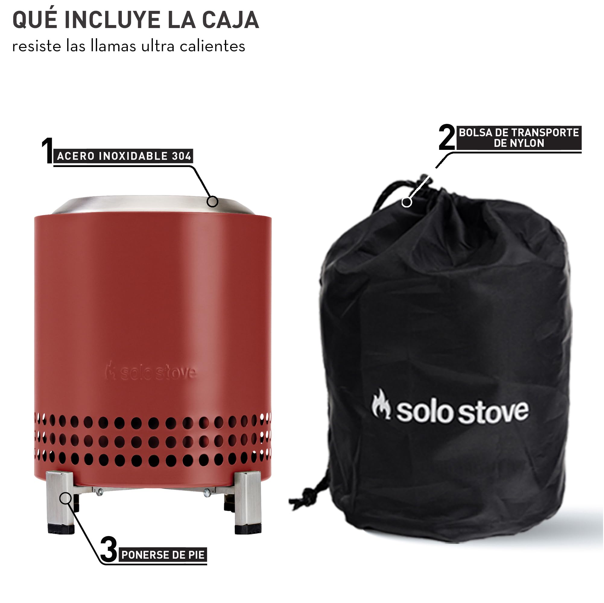 Solo Stove Mesa XL, Brasero de sobremesa | Minifogata de bajo Humo para Exteriores, Arde con pélet o Madera, Quema Segura, Acero Inoxidable, con Soporte, Bolsa de Viaje, 21,8 x 17,8 cm, 1kg, Rojo