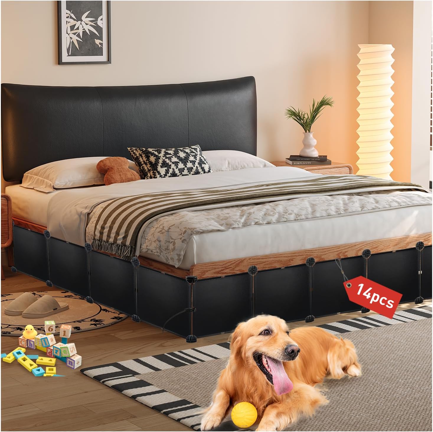 6.7" H x 248" L in Total Under Couch Blocker, Adjustable Length Couch Blockers for Pets, Couch Blockers Keep Cat Dog Off Couch, Fits Loveseat, Sofa, Couch, Black