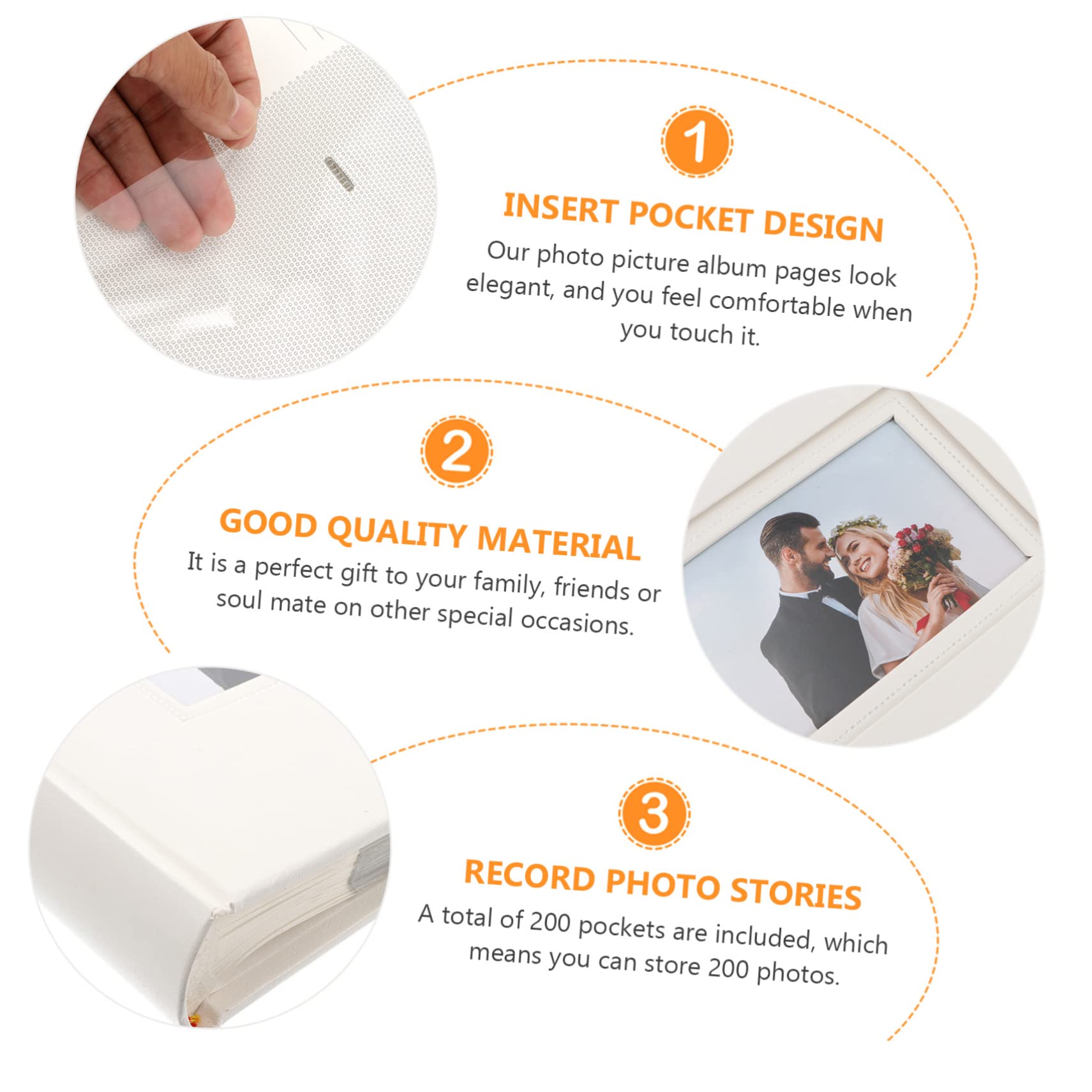Álbum de Fotos de Bolsillos 200 Ranuras, Blanco Pp | Diseño Inserción y Papel, Formato 4r 6 Pulgadas, Libro Porta Imágenes para Guardar Postales