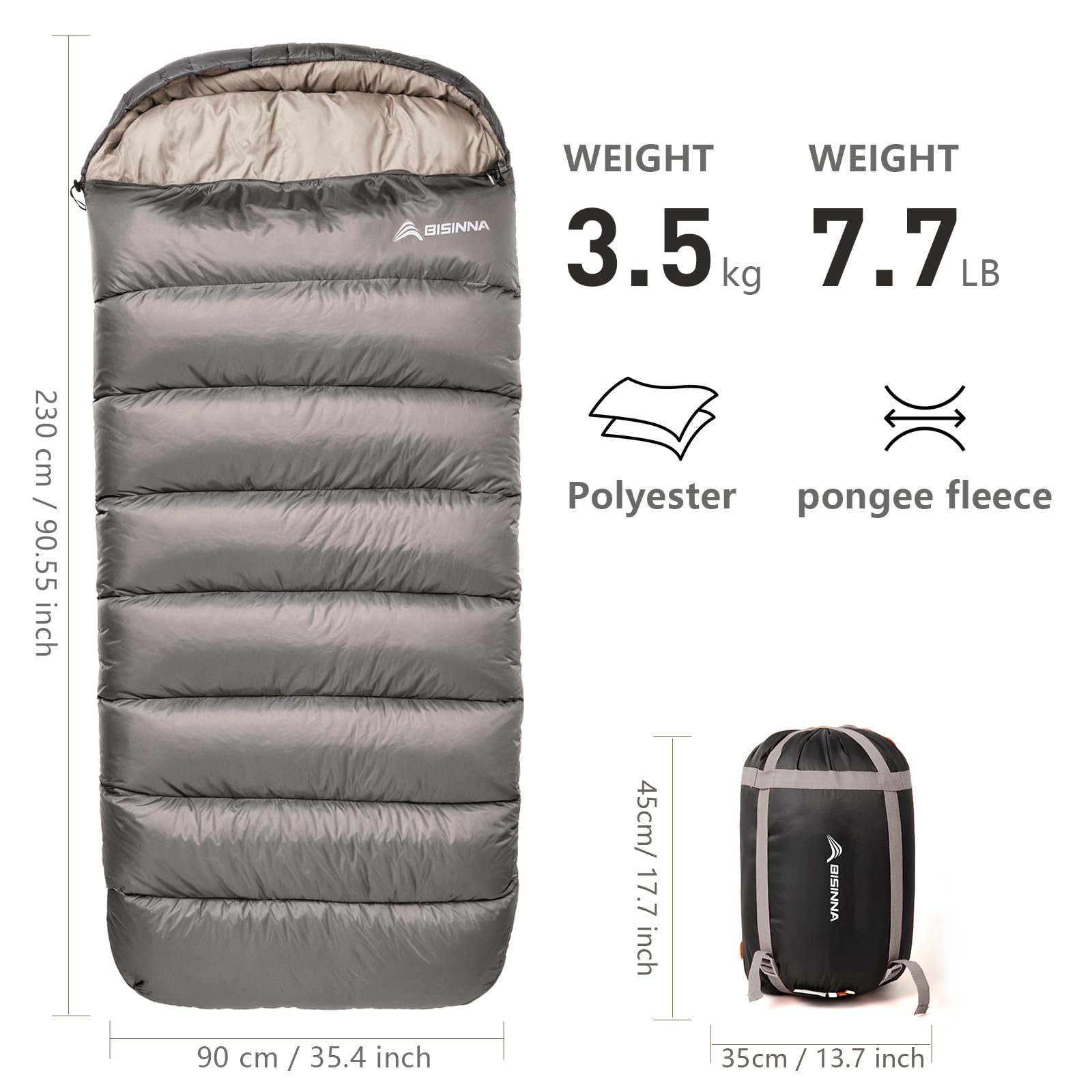 BISINNA 0 Degree Sleeping Bag XL for Adults Cold Weather Sleeping Bags Winter Big and Tall Large Sleeping Bags Zero Degree Camping